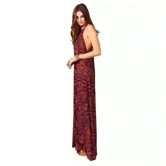 Show Me Your Mumu Flirtini Halter Maxi Dress in Princess Plum Size M - Picture 2 of 7